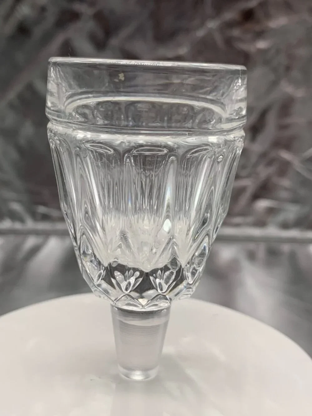 Vintage Crystal Decanter With Cup Stopper Mouthwash Shot Glass Elegant Starburst
